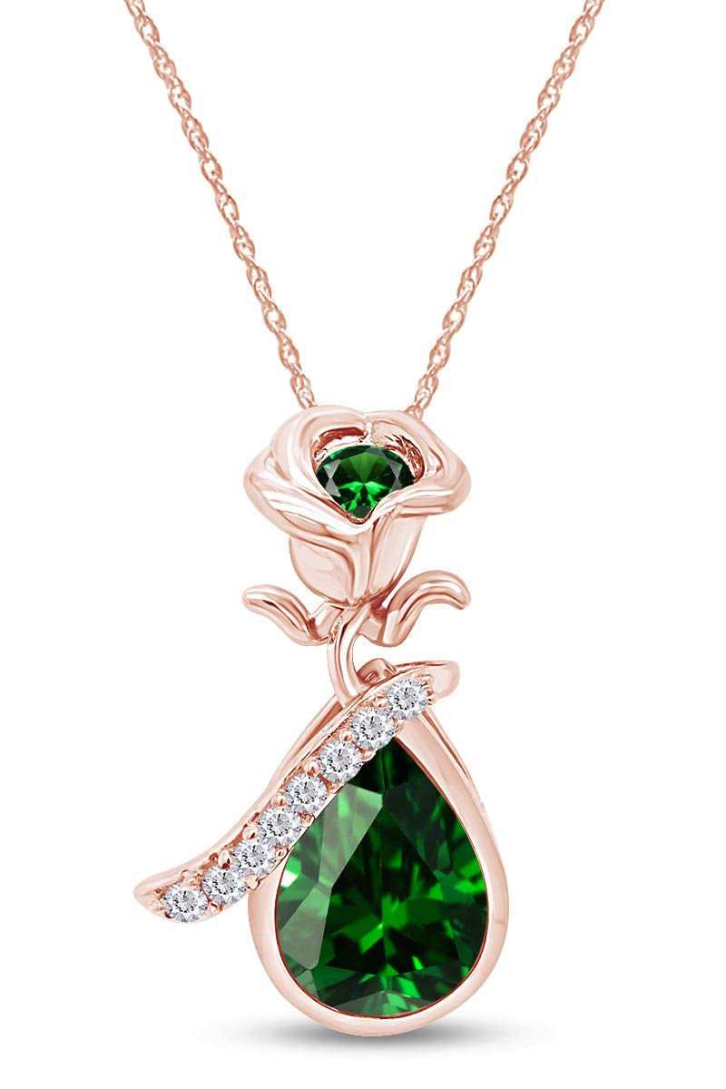 AFFY White CZ & Simulated Green Emerald Bezel