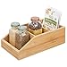 mDesign Bamboo Wood Food Storage Bin with Divided 3 Compartments and Sloped Front for Kitchen Cabinet, Pantry, Shelf to Organize Seasoning Packets, Powder Mixes, Spices, Snacks - Natural