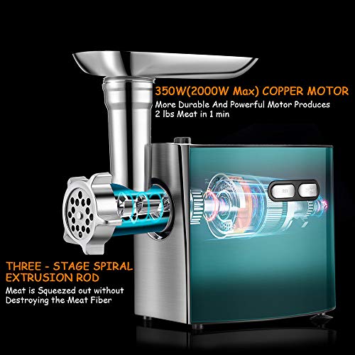 Electric Meat Grinder, CHEFFANO Stainless Steel Meat Mincer Sausage