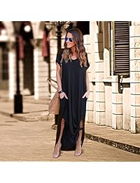 EverChic - Vestido de playa de manga corta para mujer, estilo casual, con bolsillo