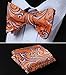 SetSense Men's Floral Jacquard Woven Self Bow Tie Set One Size Orange/Purple