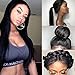 Giannay Hair Beautiful Glueless Lace Front Wigs for Women With Baby Hair Synthetic Straight Hair Long Wig Heat Resistant Fiber Wig 18-22 Inch NaturalHairline Black Color