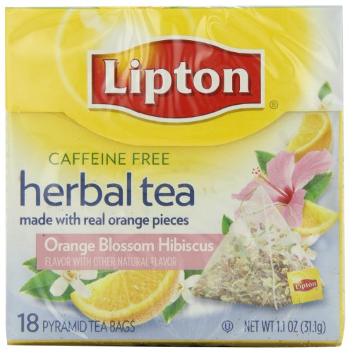 Lipton Herbal Pyramid Tea Bags, Orange Blossom Hibiscus, 18Count (Pack of 6)