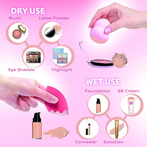 Makeup Sponge Set, Terresa 9 Pack Makeup Blenders Foundation Blending Sponges, 3 Shapes Beauty Make Up Blender with Sponge Holder, Cosmetic Tools for Liquid, Powder, BB Cream and Sunscreen - Thumbnail 6