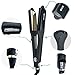 DSHOW Hair Crimper for Women, Hair Waver Hair Straightener with 4 Interchangeable Titanium Ceramic Flat Crimping Iron Plates (Black)