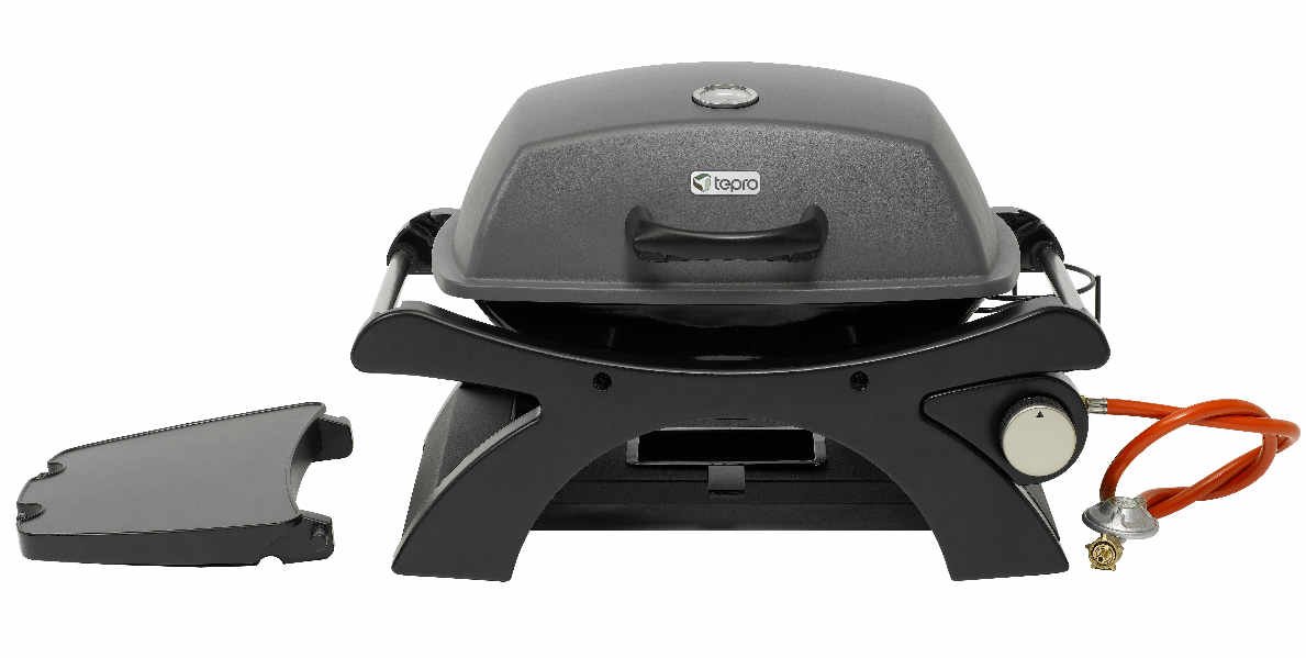 tepro Tischgasgrill Abington (klein), 1 Brenner mit max. 3,2 kW Leistung, Piezozündung, Thermometer, Maße ca. 102 x 46,2 x 38 cm, Anthrazit / Schwarz 3