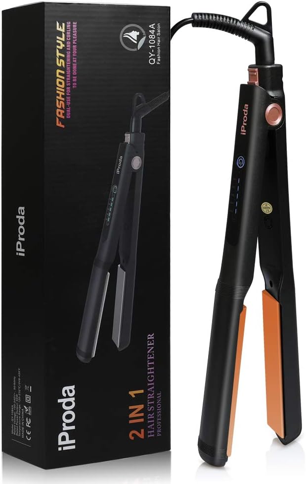 iProda Hair Straightener & Curler 2 in 1, Best Flat Iron for Hair Styling, with Adjustable Temperature Suitable for All Hair Types, Makes Hair Shiny and Silky, Heats Up Fast, Dual Voltage: Health & Personal Care