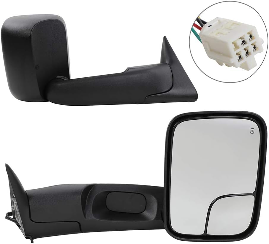 TRIBLE SIX 2Pcs Towing Mirrors Power Heated Folding Tow Rear View Mirror CH1320307 CH1321307 Replacement for 1998 1999 2000 2001 Ram 1500 1998-2002 Ram 2500 3500