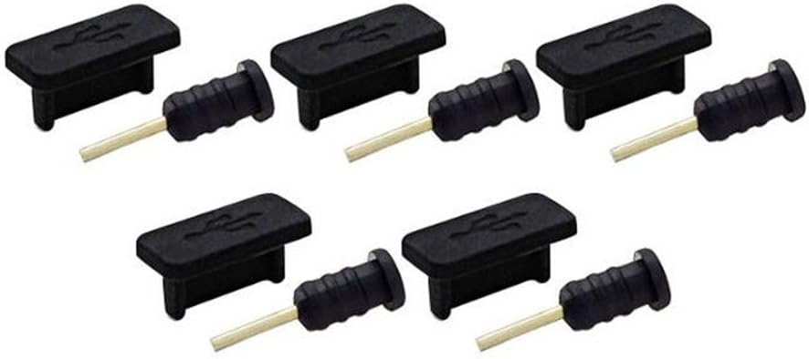 Outstanding® 5 x Silicone Anti-Dust Plug Port Protection Set,3.5mm Earphone Port Protect + USB Type-C Dustproof Stoppers