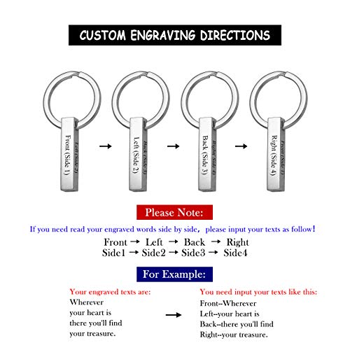 Personalized Master Free Engraving Custom Stainless Steel Vertical Cuboid Spuare Cube Bar Urn Necklace/Keychain Key Ring for Ashes Keepsake Memorial Cremation Jewelry+Funnel Kit+Gift Box - Thumbnail 3
