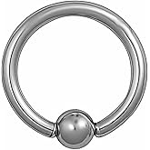 Forbidden Body Jewelry 16g Surgical Steel 5/16" Captive Bead Hoop Circular Barbell Ring