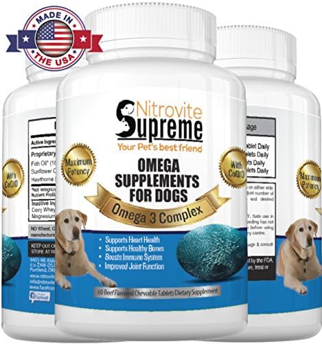 -OMEGA HEART HEALTH COMPLEX- dog fish oil pills - omega 3 for dogs large breed - added CoQ10 for dogs - omega 3 salmon oil for dogs - omega 3 for dogs organic - omega 3 for dogs with vitamin e