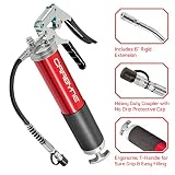CARBYNE Heavy Duty Professional Quality Pistol Grip Grease Gun, 4500 PSI. Anodized Aluminum Barrel. Includes Both 12 inch Flex Hose and 6 inch Rigid Extension, 3-Way Loading