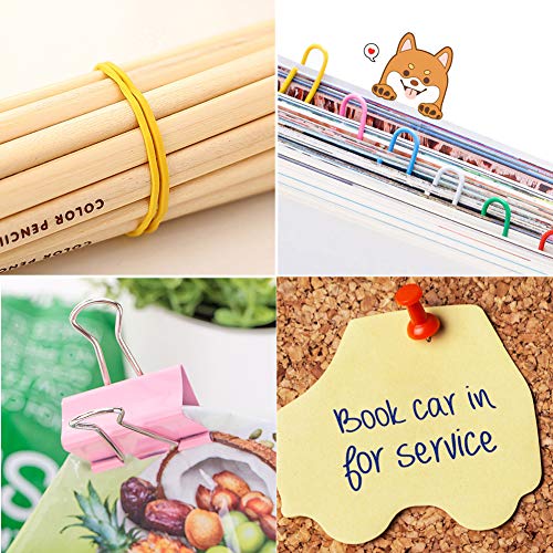 230 Pack Binder Clips, Paper Clips, Rubber Bands, Push Pins - 19mm 25mm 32mm Paper Clamps Paper Binder Clips Metal Fold Back Clips with Box Assorted Colors - Thumbnail 6