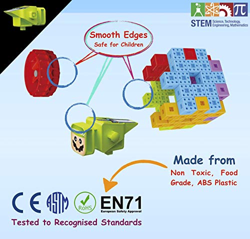 TechMagnet 6 Sided Building Bricks | Multilink Snap Cube Building Blocks | Mathlink Cubes | Math Manipulatives | Educational Multi Linking Cubes | Interlocking Cubes | Best Gift for Children 3+
