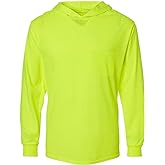 L&M® Hi Vis T Shirt Safety Lime Orange Long Sleeve HIGH Visibility with Hood