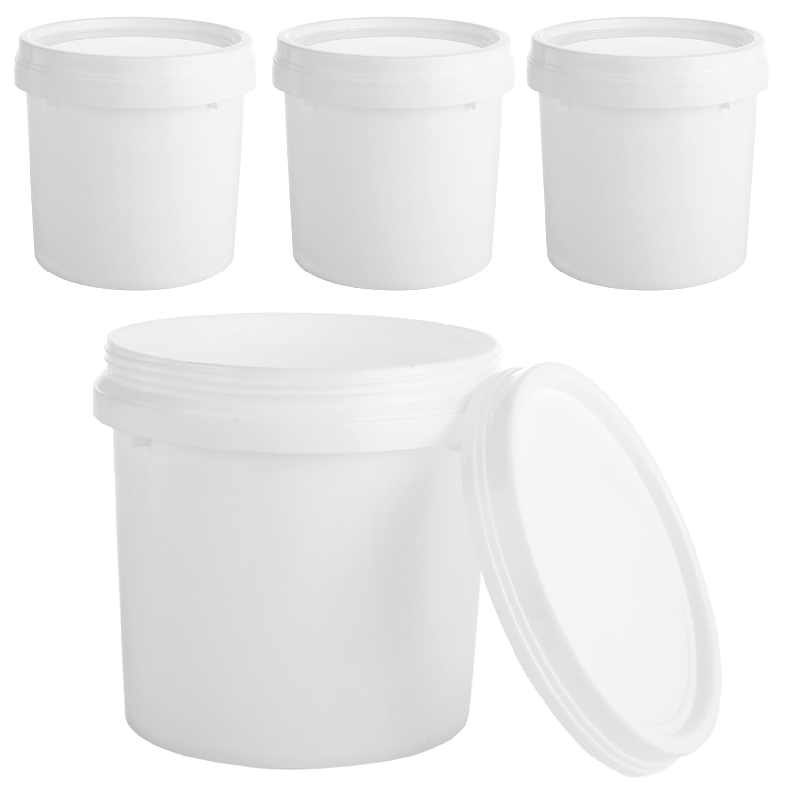 Photo 1 of ***PARTIAL SET, 3 BUCKETS AND 2 LIDS ONLY***AKOLAFE 4 Pack Paint Buckets for Painting Empty Paint Cans Quart Plastic Paint Containers with Lids 2 Pint Plastic Paint Can 1/4 Gallon Paint Pail Small Paint Storage Containers for Leftover Paint