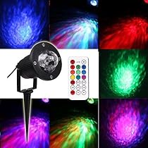 UITTG-Outdoor Water Wave Lights Projector - Ocean Ripple Garden Lighting 10 Color Led Waterproof Water Effect Remote Christmas Halloween Garden Indoor