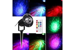 Outdoor Water Wave Lights Projector - KOOT Ocean Ripple Garden Lighting 10 Color LED Waterproof Water Effect with Remote for Christmas Halloween Garden Indoor Wedding Party Holiday Disco Kids