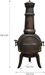 Monster Shop Cast Iron Chiminea Bronze Outdoor Heater with Cover & Rack view 6