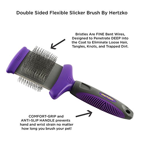 HERTZKO Double Sided Flexible Slicker Brush Removes Loose Hair, Tangles