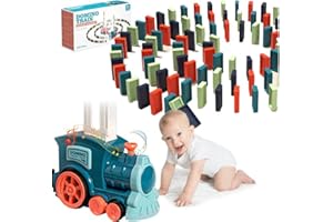 FANIZOL Kids Games mexican Dominoes Train set Toys 80 pcs,Automatic Domino Train Toy with Sound & Light for ages 5-7,Creative Educational outdoor toys for kids ages 4-8, Birthday Gifts for 3+ Year Old kids