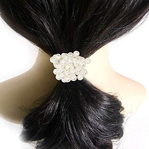 3Pcs Women Pearl Hair Ring Fashion rhinestone Hair Ties Ropes Elastic Bracelet Ponytail Holder Hair Accessories