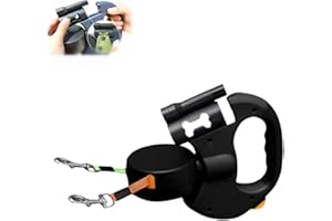 XEXEVTK Retractable Illuminated Leash for 2 Dogs with Heavy Duty 3M Retractable Strap, Lightweight Handle for Walks, 360° Anti-Tangle Swivel Strap (Black)