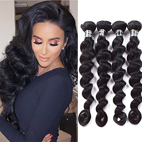 Star Show Hair Malaysian Loose Wave 7a Unprocessed Virgin Human Hair Weave 4 Bundles Hair Extensions Can be Dyed and Bleached (100+/-5g)/bundle (14 14 16 16 inch)