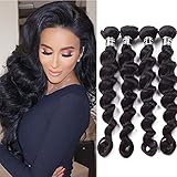 Star Show Hair Malaysian Virgin Hair Loose Wave 4 Bundles Malaysian Loose Wave Hair Extensions 100% Unprocessed Human Hair Weave Natural Color (100+/-5g)/bundle