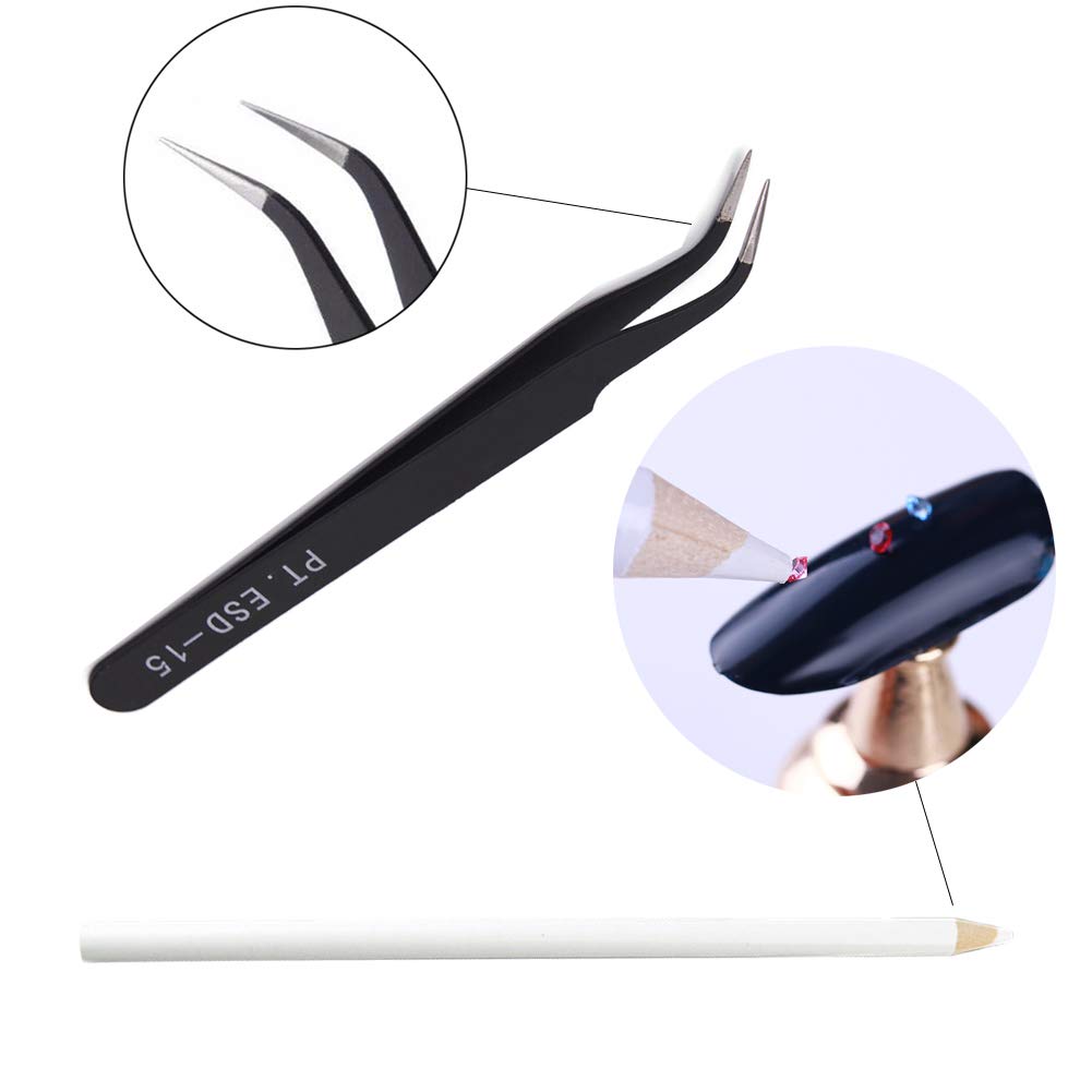 EBANKU 10 Boxes Nail Art Rhinestones Nail Studs Gems Nail Art Crystal Nail Jewels Nail Diamonds with 1 Pc Pick Up Tweezers 1 Pc Wax Pens for Nail Art Supplies Accessories : Beauty