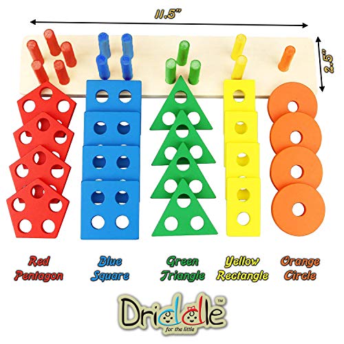 Wooden educational sorting and stacking toy - Learn color and shape recognition - puzzle blocks toy for toddlers - preschool Children game - Kids Montessori education