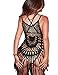 CXINS Women's Crochet Cover Ups Hollow Out Bikini Swimsuit Bathing Suit Cover Up for Pool Swimwear Tassel Beach Dress Size S Black