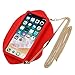 iPhone X Case Red Lips with Crossbody Metal Chain Miniko(TM) Cute 3D Sexy Red Lips Silicone Cartoon Funny Gel Lovely Stylish Design Phone Case for iPhone X Teen Girls Women