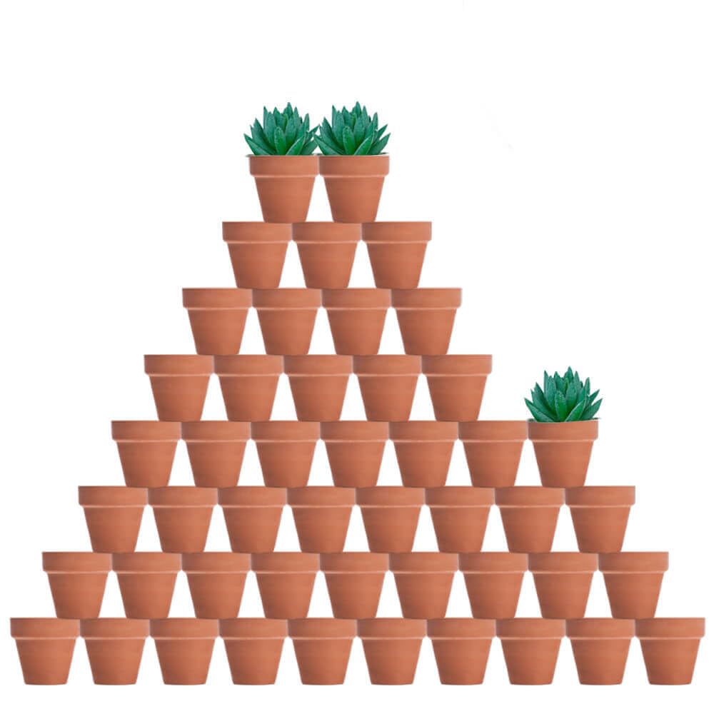 vensovo 48 Pcs Tiny Terracotta Pots - 5CM Small Mini Clay Pots with Drainage Holes for Indoor/Outdoor Succulent Plants, Crafts, Wedding Favor