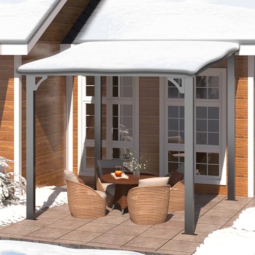 AECOJOY 8x8 Hardtop Gazebo, Heavy Duty Galvanized Steel Wall-Mounted Pergola for Patio and Decks image 11