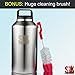 64 oz stainless steel water bottle, beer growler, thermos, double wall vacuum insulated with bonus carrying sleeve & a cleaning brush, SASQUATCH by SLK