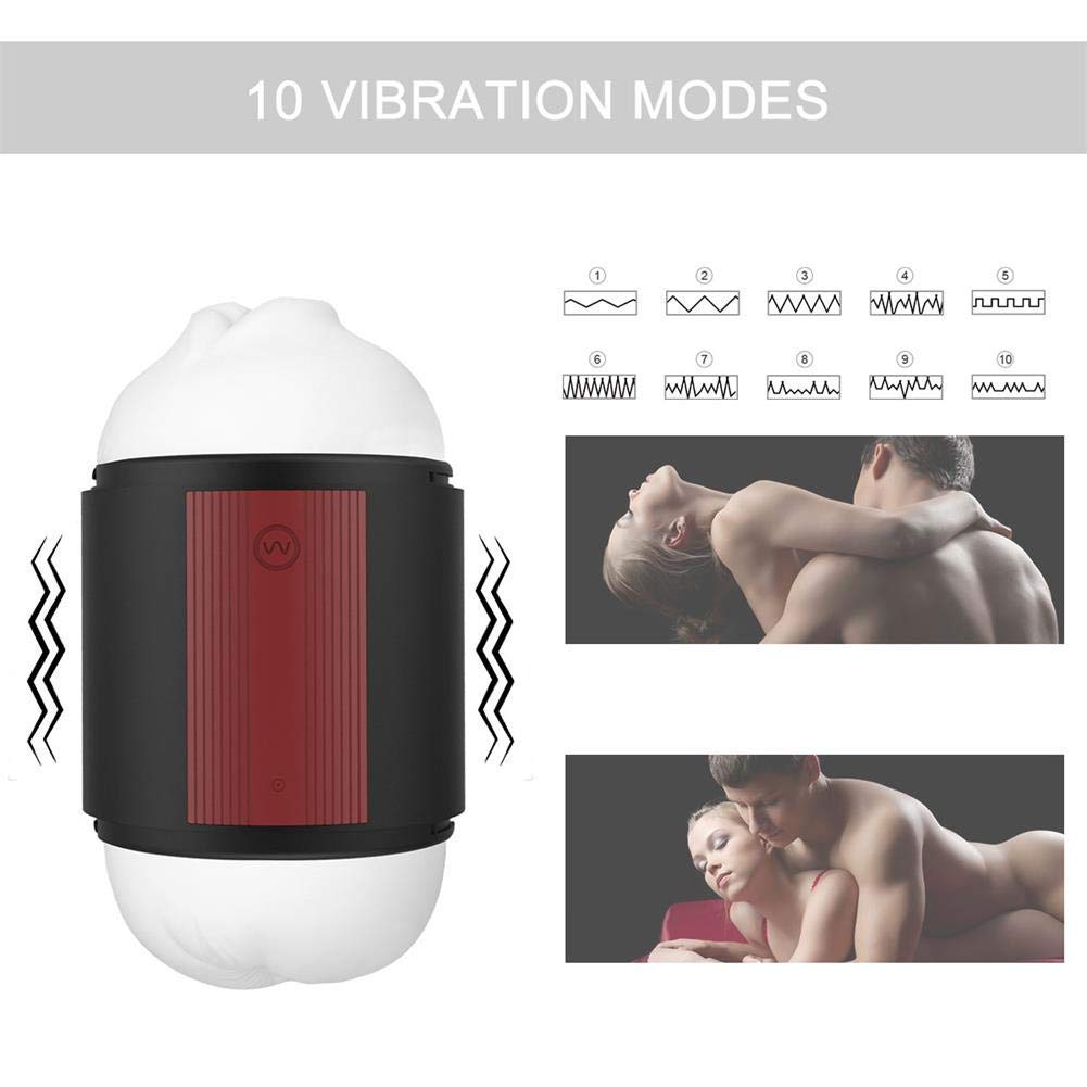 Male Masturbator Vibrating Masturbation Cup, Tracy\'s Dog 3D Realistic Vagina and Mouth Masturbator with Teeth and Tongue Pussy Cup Oral Sex Toy