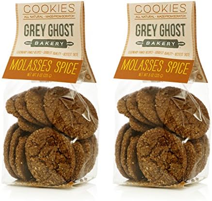 Grey Ghost Bakery Old-fashioned flavor with a modern kick. Molasses, ginger, and vanilla - Molasses Spice Cookies 2x 8oz bags (approx 24 cookies)