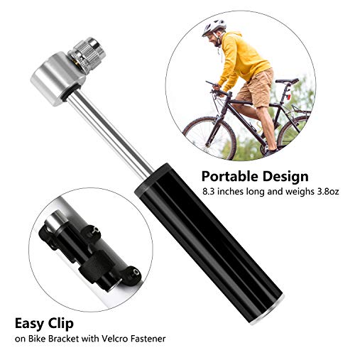 image for SHINYEVER Mini Bike Pump, Fits Presta & Schrader Valve Portable Ultral