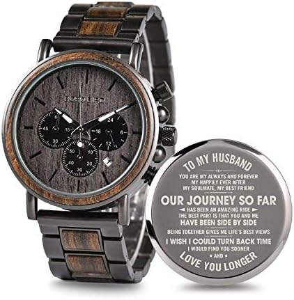 Engraved Wooden Watch for Boyfriend My Man Fiancé Husband Customized Personalized Wood Watches for Men Birthday Anniversary Gifts