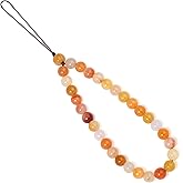 Handmade Natural Gemstone Beaded Charm Cell Phone Camera Lanyard, Stanley Cup Accessories, Wrist Strap, Phone Chain String, Keychain Decor for Wallet (Yellow Chalcedony)