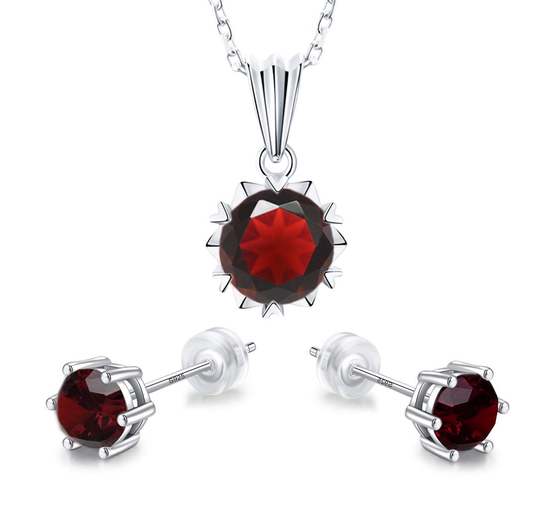Sunnyshopday Birthday Stone,Jewelry Sets,925 Sterling Silver Earrings Stud Men Women,Jewelry Box Gift Choice,Daily Wear,18ct White Gold Plated