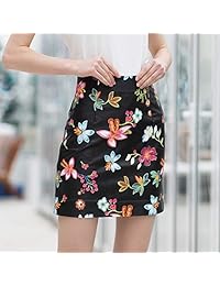 Mini falda de piel sintética con estampado floral, con cremallera