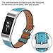 iGK Leather Replacement Bands Compatible for Fitbit Charge 2, Genuine Leather wristbands New Blue with Metal Connectors