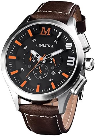 LINMIRA Big Dial Luminous Pointer Multi-Functional Water Resistant Quartz Sports Men Watch