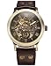 AMPM24 Men's Steampunk Mechanical Leather Bronze Skeleton Self-Winding Auto Wrist Wacth PMW198