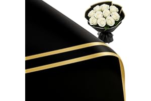 BBJ WRAPS Flower Bouquet Wrapping Paper, Waterproof Flower Paper Wrap, Black Korean Paper for Bouquets Floral Gift Packaging Florist Supplies, 20 Sheets (Black)