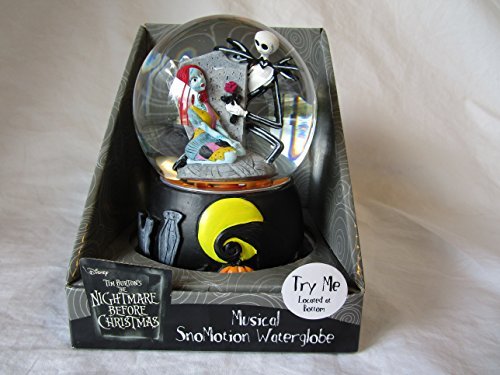 THE NIGHTMARE BEFORE CHRISTMAS " JACK SKELLINGTON & SALLY " SNOWMOTION / MUSICAL WATER-GLOBE SNOW GLOBE FIGURE