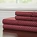 Brushed Microfiber Sheet Set- 4 Piece- Embossed Checkered Bed Linens- Deep Pocket Fitted & Flat Sheets, 2 Pillowcases by Lavish Home (Queen, Burgundy)